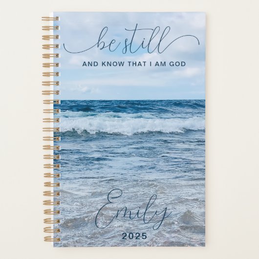 Nog steeds inspirerende Quote Blue Waves Photo Pla Planner (Voorkant)