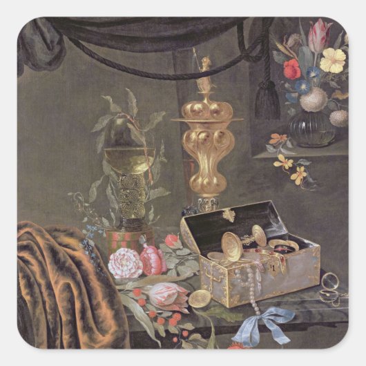 Nog steeds leven 2 vierkante sticker (Voorkant)