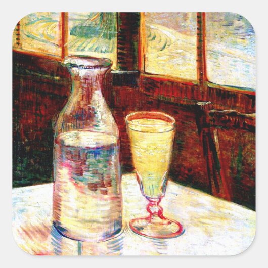 Nog steeds leven Absinthe Van Gogh Fine Art Vierkante Sticker (Voorkant)