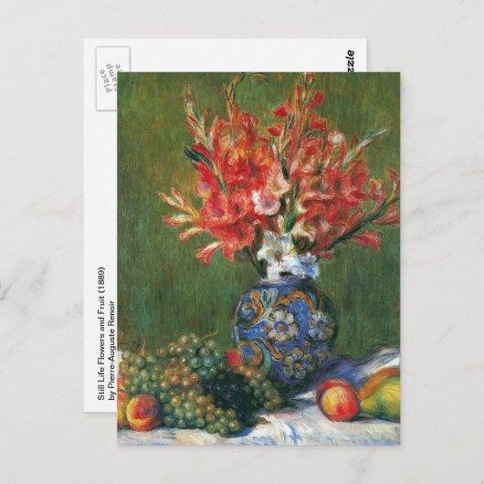 Nog steeds leven bloemen en fruit van Pierre Renoi Briefkaart (Voorkant / Achterkant)
