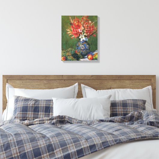 Nog steeds leven bloemen en fruit van Pierre Renoi Canvas Afdruk (Insitu (Slaapkamer))