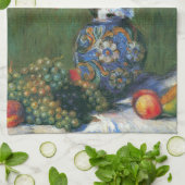 Nog steeds leven bloemen en fruit van Pierre Renoi Theedoek (Gevouwen)