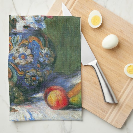 Nog steeds leven bloemen en fruit van Pierre Renoi Theedoek (Quarter Fold)