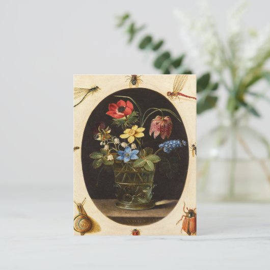Nog steeds leven bloemen en insecten door Clara Pe Briefkaart (Staand voorkant)