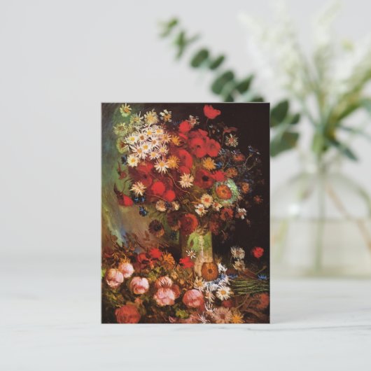 Nog steeds leven bloemen in een Vase door Vincent  Briefkaart (Staand voorkant)