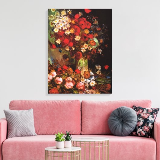 Nog steeds leven bloemen in een Vase door Vincent Canvas Afdruk (Insitu (Woonkamer))