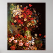 Nog steeds leven bloemen in een Vase door Vincent  Poster (Voorkant)