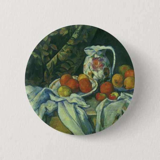 Nog steeds leven, gordijn en Pitcher door Paul Cez Ronde Button 5,7 Cm (Voorkant)