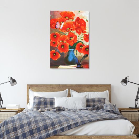 Nog steeds leven in het Vase Canvas Afdruk (Insitu (Slaapkamer))
