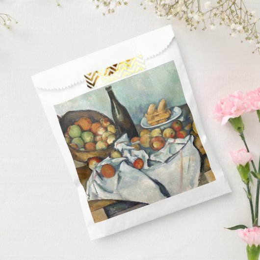 Nog steeds leven is een mandje cezanne schilderkun bedankzakje (Gezegeld)