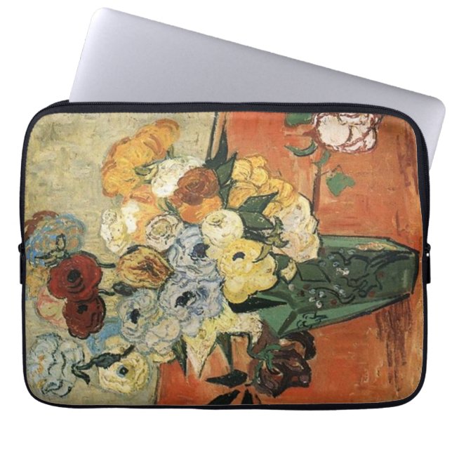 Nog steeds leven - Japanse ziekte met Rozen en ann Laptop Sleeve (Voorkant)