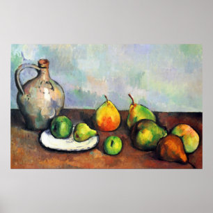 Nog steeds leven, jar en fruit door Paul Cezanne Poster