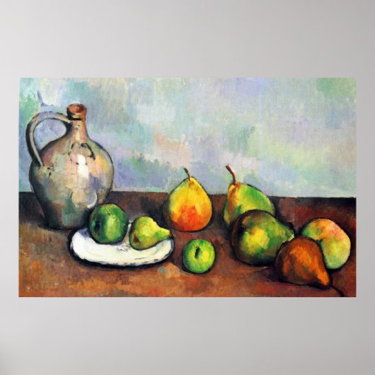 Nog steeds leven, jar en fruit door Paul Cezanne Poster (Voorkant)