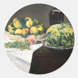 Nog steeds leven Lemon Peaches door Manet Impressi Ronde Sticker