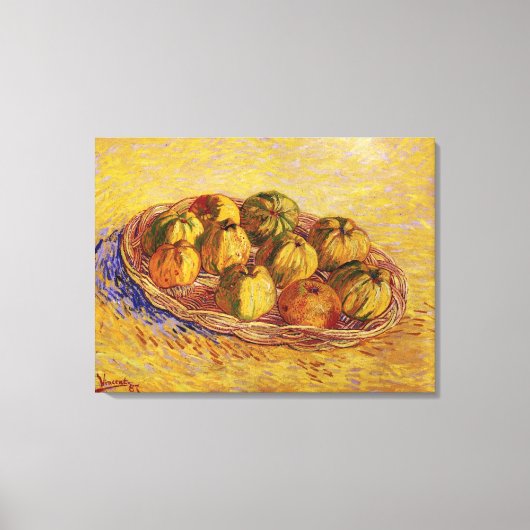 Nog steeds leven, mandje appels van Vincent van Go Canvas Afdruk (Voorkant)
