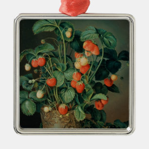 Nog steeds leven met aardbeien metalen ornament