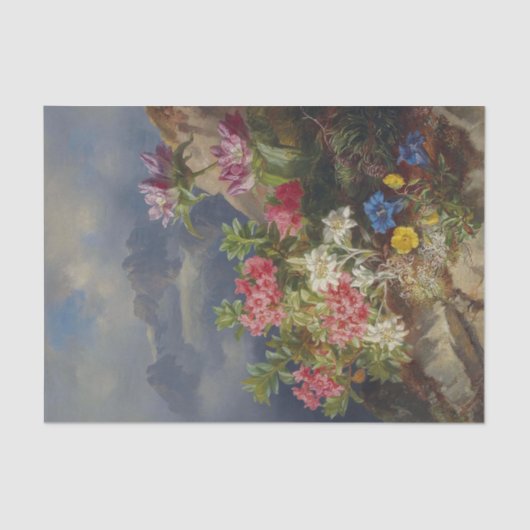 Nog steeds leven met alpiene bloemen door Andreas Tissuepapier (Voorkant)