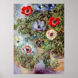 Nog steeds leven met Anemones door Claude Monet Poster