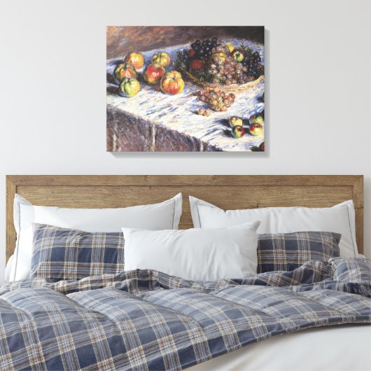 Nog steeds leven met appels en druiven van Claude  Canvas Afdruk (Insitu (Slaapkamer))