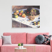 Nog steeds leven met appels en druiven van Claude  Canvas Afdruk (Insitu (Woonkamer))
