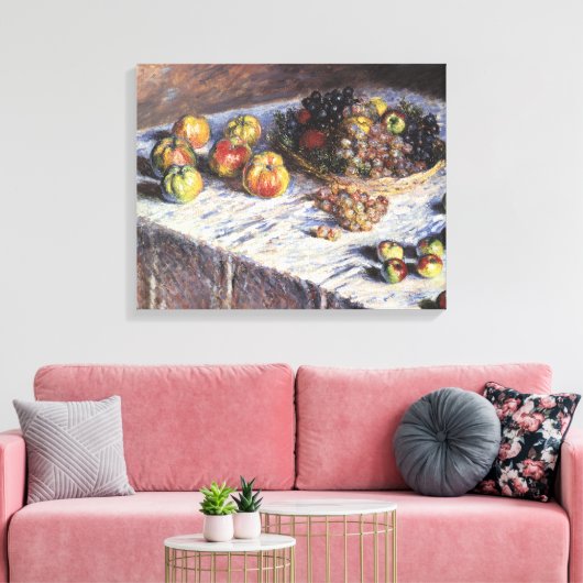 Nog steeds leven met appels en druiven van Claude  Canvas Afdruk (Insitu (Woonkamer))