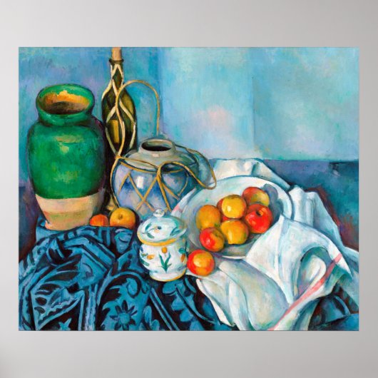 Nog steeds leven met appels Paul Cézanne die eten  Poster (Voorkant)