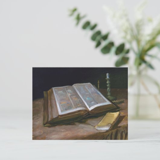Nog steeds leven met bijbel door Vincent Van Gogh  Briefkaart (Staand voorkant)