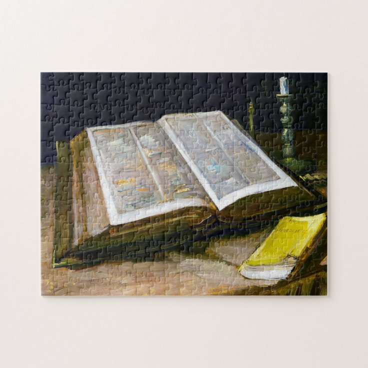 Auroch slaaf Bijbel Nog steeds leven met bijbel van Vincent Van Gogh Legpuzzel | Zazzle.nl
