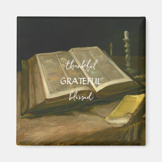 Nog steeds leven met bijbel van Vincent Van Gogh Magneet (Voorkant)