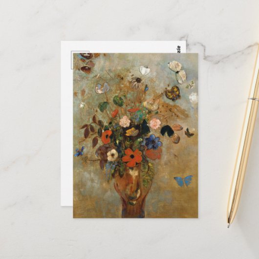 Nog steeds leven met bloemen door Odilon Redon Briefkaart (Voorkant / Achterkant in situ)