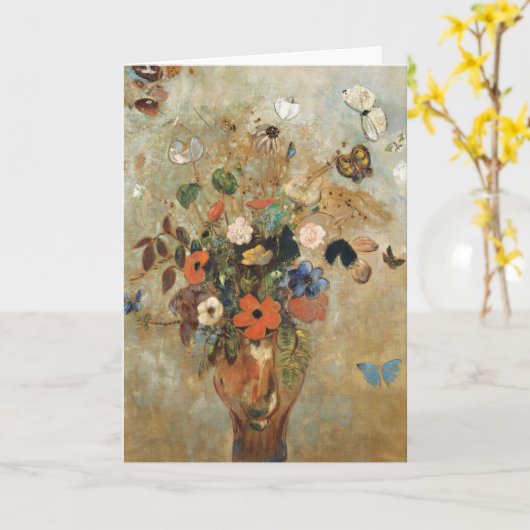 Nog steeds leven met bloemen door Odilon Redon Kaart (Gele Bloem)