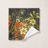 Nog steeds leven met bloemen en fruit bad handdoek (Wasdoekje)
