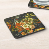 Nog steeds leven met bloemen en fruit bier onderzetter (Linkerzijde)