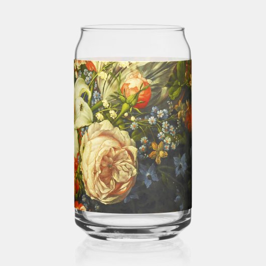 Nog steeds leven met bloemen en fruit blikvorm glas (Achterkant)