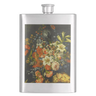 Nog steeds leven met bloemen en fruit flacon