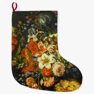 Nog steeds leven met bloemen en fruit grote kerstsok