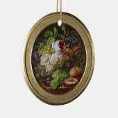 Nog steeds leven met bloemen en fruit keramisch ornament (Rechts)