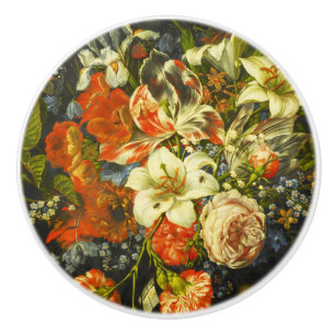 Nog steeds leven met bloemen en fruit keramische knop