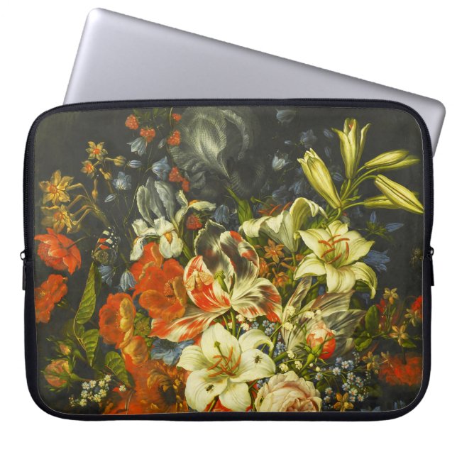 Nog steeds leven met bloemen en fruit laptop sleeve (Voorkant)