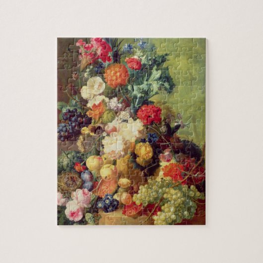 Nog steeds leven met bloemen en fruit legpuzzel (Verticaal)