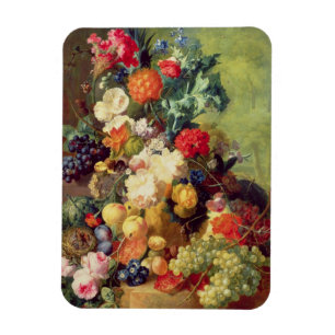 Nog steeds leven met bloemen en fruit magneet