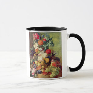 Nog steeds leven met bloemen en fruit mok
