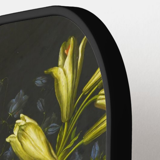 Nog steeds leven met bloemen en fruit pickleball paddle (Links Detail)