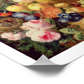 Nog steeds leven met bloemen en fruit poster (Hoek)