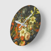 Nog steeds leven met bloemen en fruit ronde klok (Hoek)