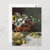 Nog steeds leven met bloemen en fruit van Claude M Briefkaart (Voorkant / Achterkant)