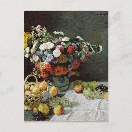 Nog steeds leven met bloemen en fruit van Claude M Briefkaart (Voorkant)