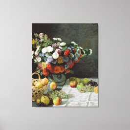 Nog steeds leven met bloemen en fruit van Claude M Canvas Afdruk