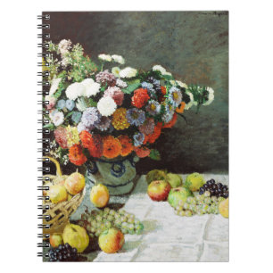 Nog steeds leven met bloemen en fruit van Claude M Notitieboek