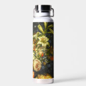 Nog steeds leven met bloemen en fruit waterfles (Achterkant)